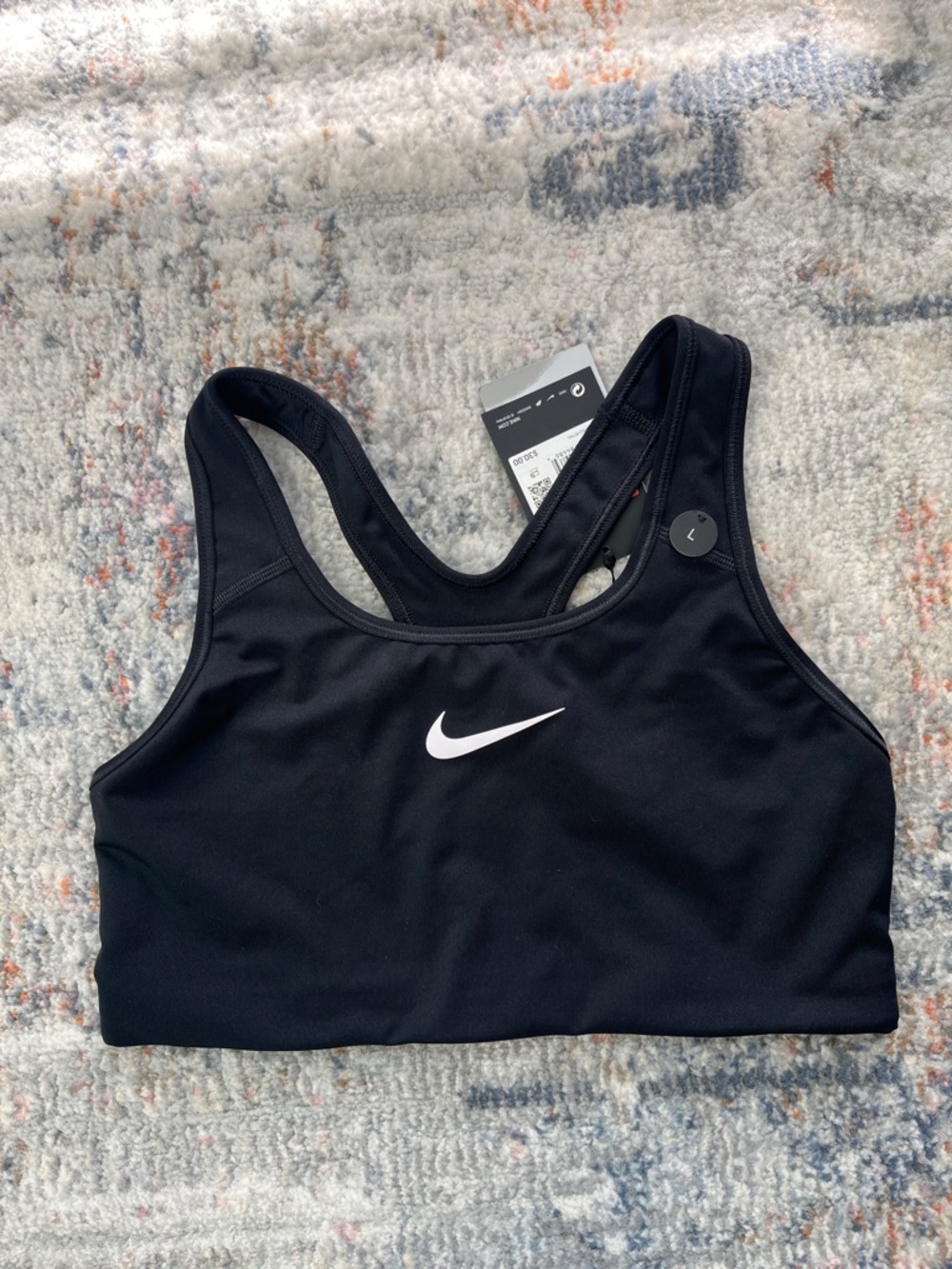 NWT Nike Black Sports Bra with White Swoosh - Picture 6 of 6